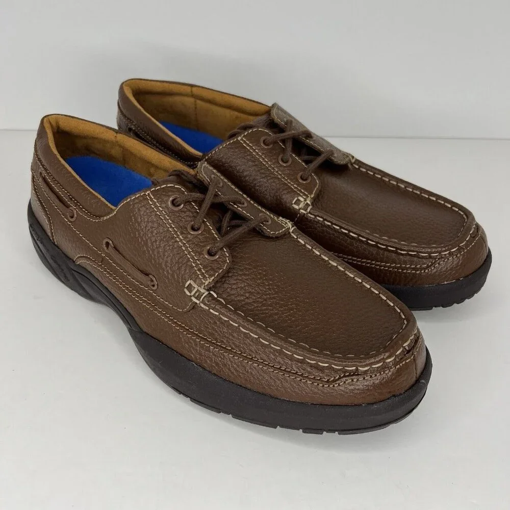 Dr. Comfort Patrick Casual Mens Size 13M Leather Classic Boat Shoe Chestnut